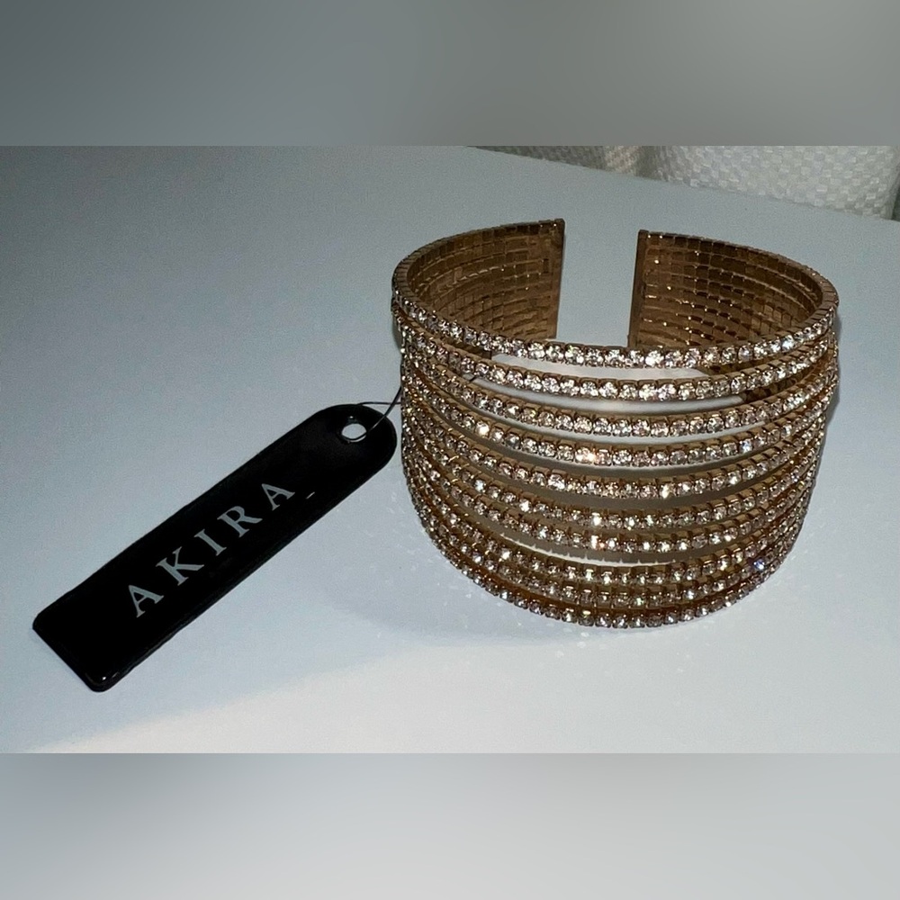 AKIRA Gold and Crystal Statement Bracelet